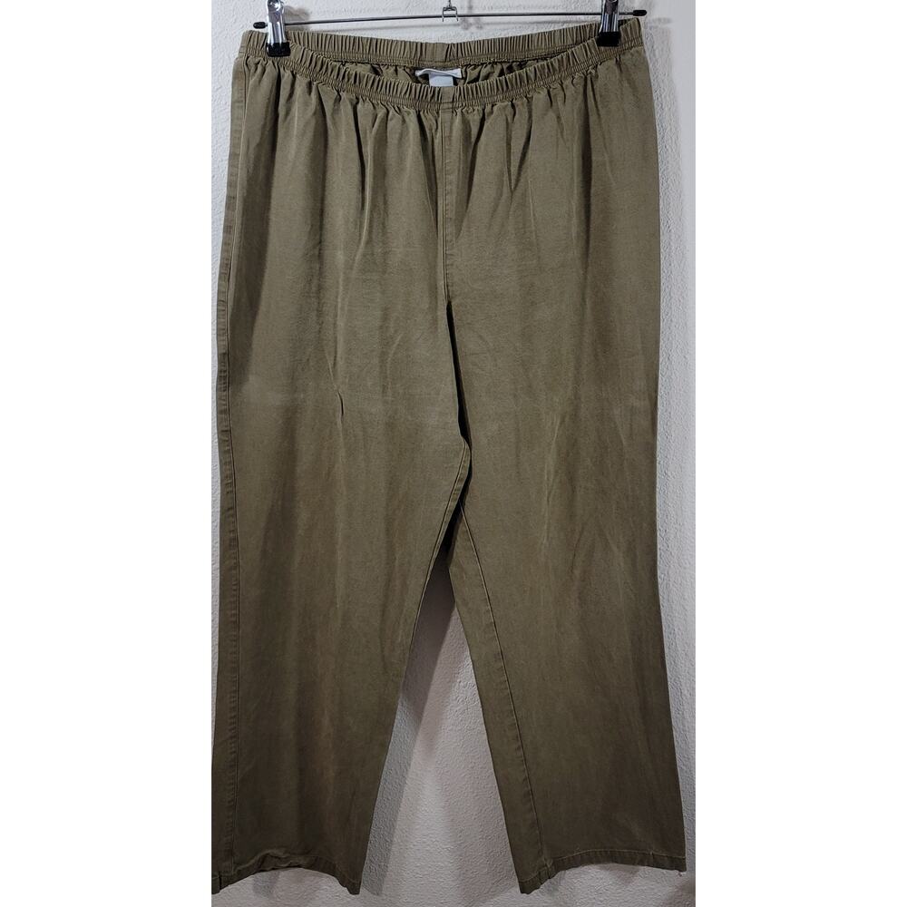Soft Surroundings Dark Beige Pleated Front Pull On Pants Large Lightweight Soft